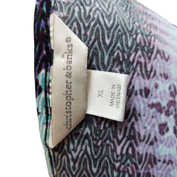 Christopher and Banks Tunic Size XL Purple Blue Black Shirt Top Peplum - Picture 6 of 10